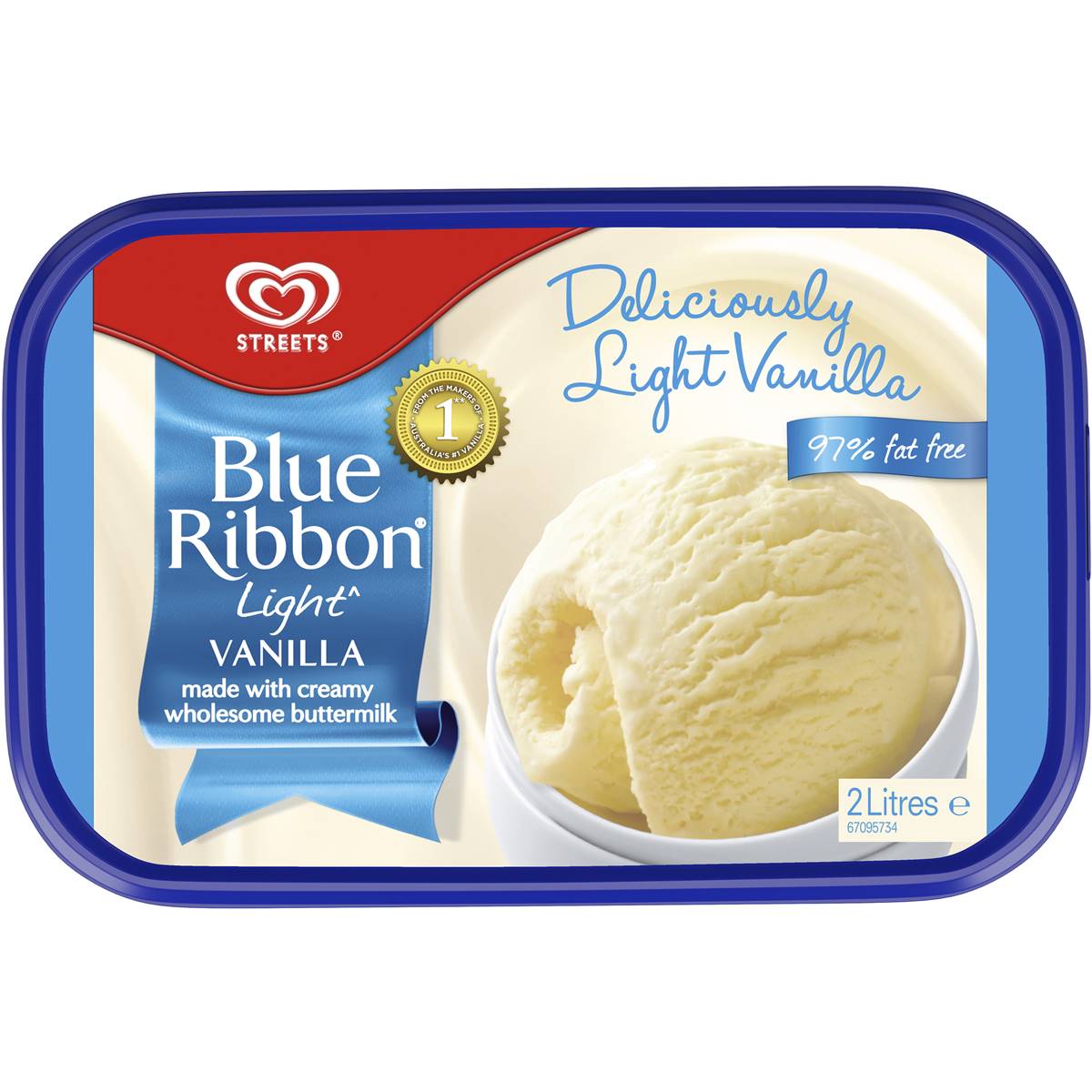 Blue Ribbon Streets Light Vanilla Reduced Fat Ice Cream Dessert Tub L