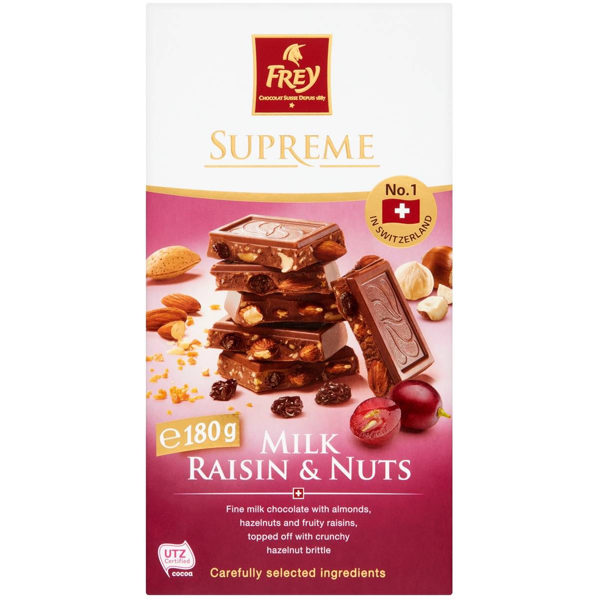 Frey Supreme Milk Raisin Nut Chocolate 180g Woolworths