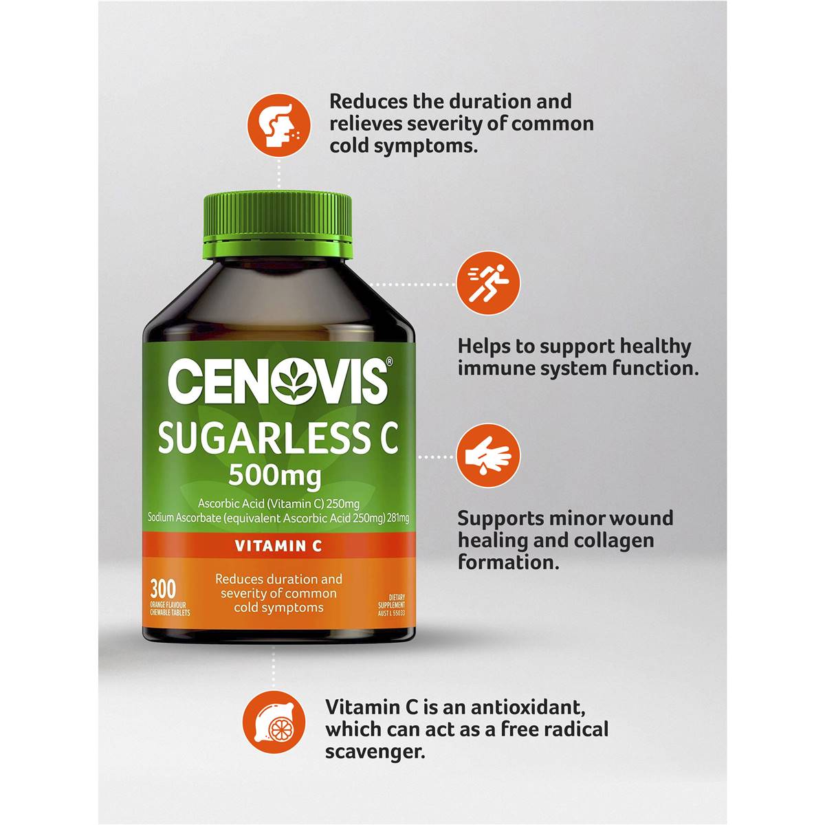 Cenovis Sugarless Vitamin C Chewable Mg Tablets Immune Support