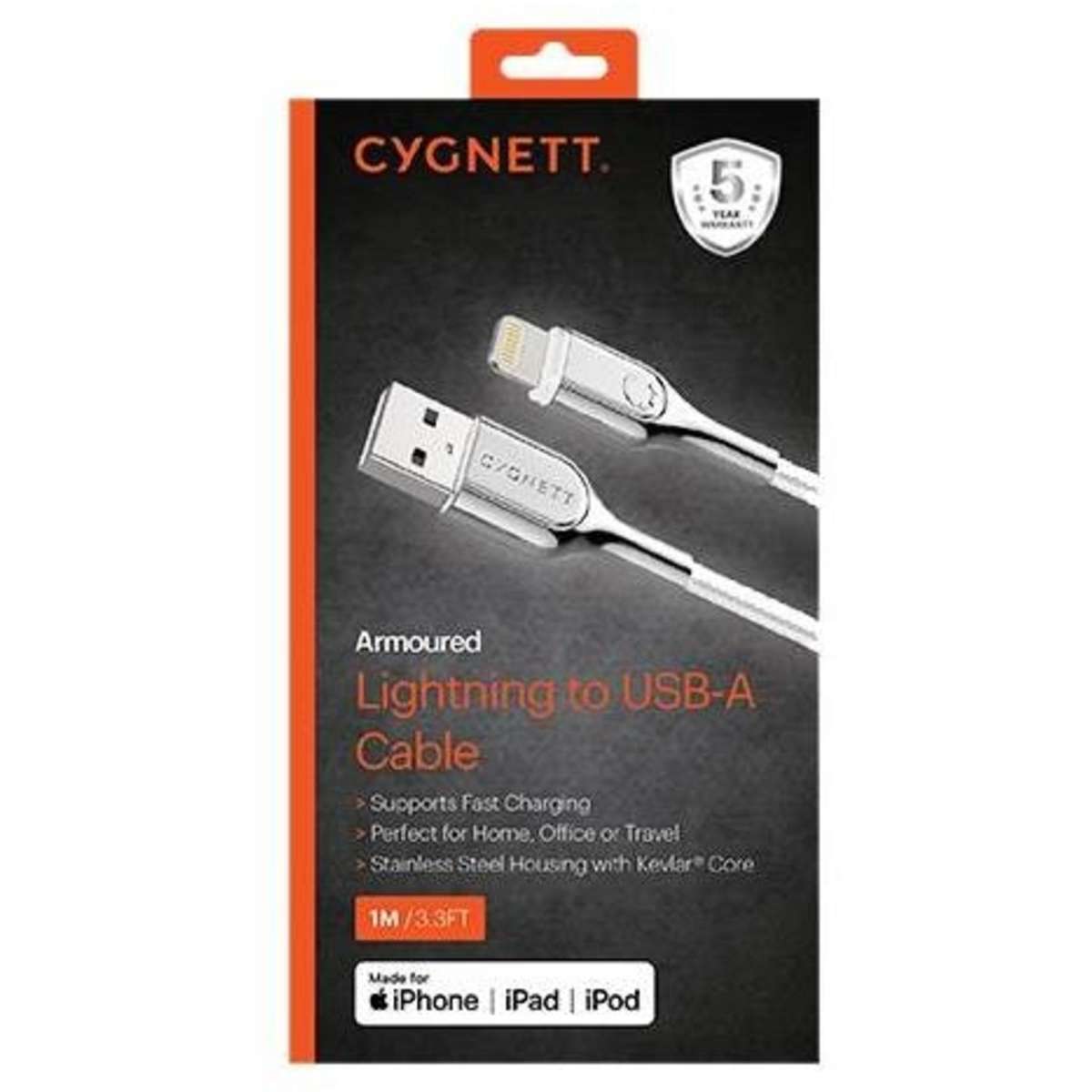 Cygnett Armoured Cable Lightning To Usb A Cable M White Woolworths