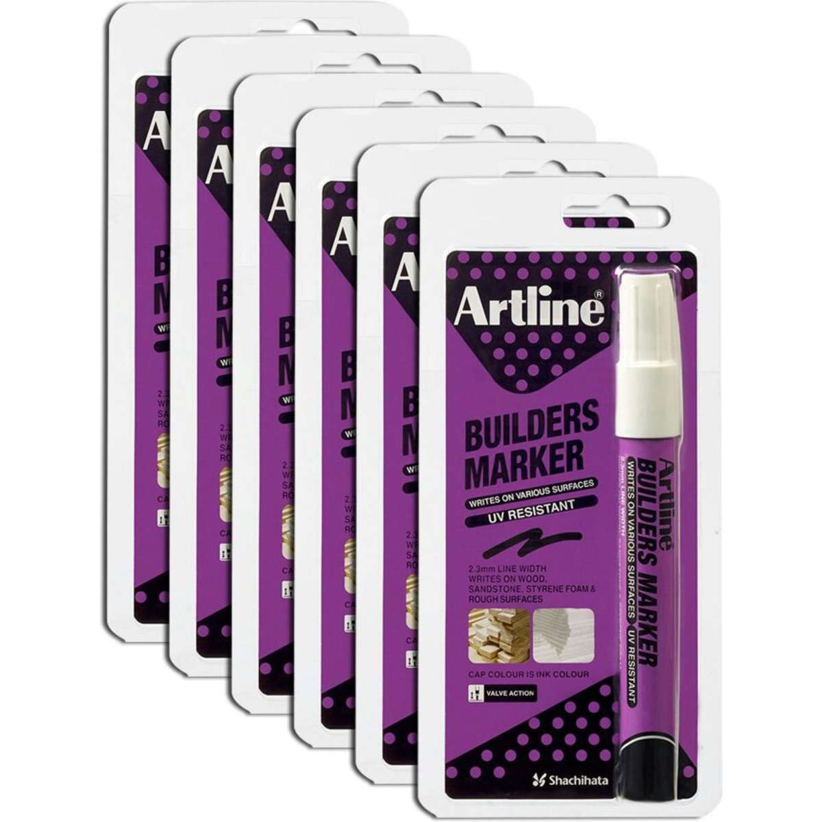 Artline Builders Permanent Marker 2 3mm Bullet Nib White Hs 12PK