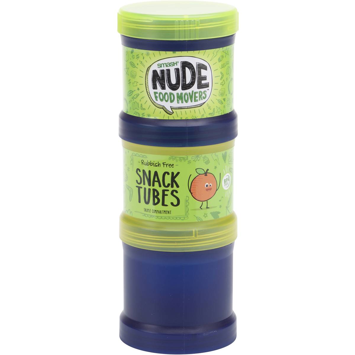 Smash Nude Food Movers Snack Tube Triple Compartment Assorted Each