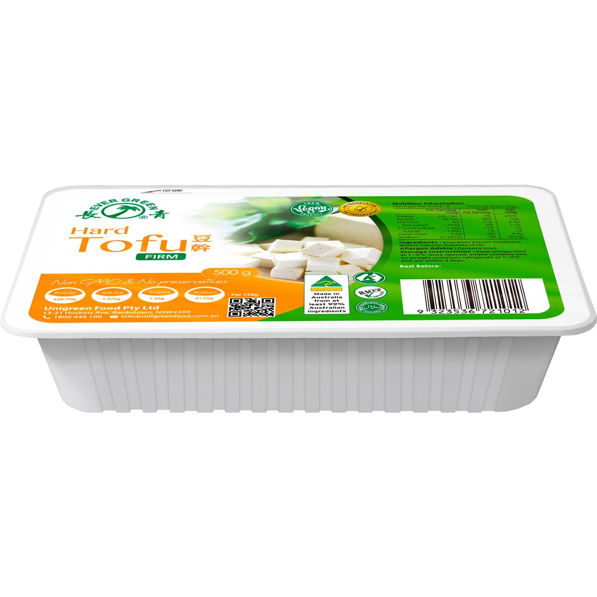 Evergreen Hard Tofu Firm 500g Woolworths