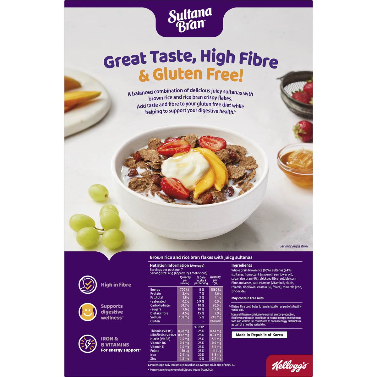 Kellogg S Sultana Bran Gluten Free Breakfast Cereal 350g Woolworths