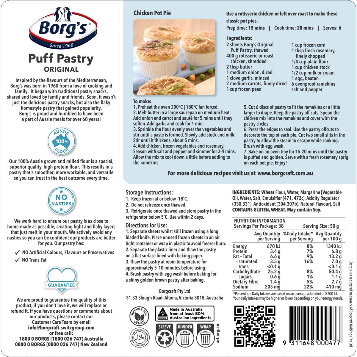 Borg S Traditional Puff Pastry 1 9kg Woolworths