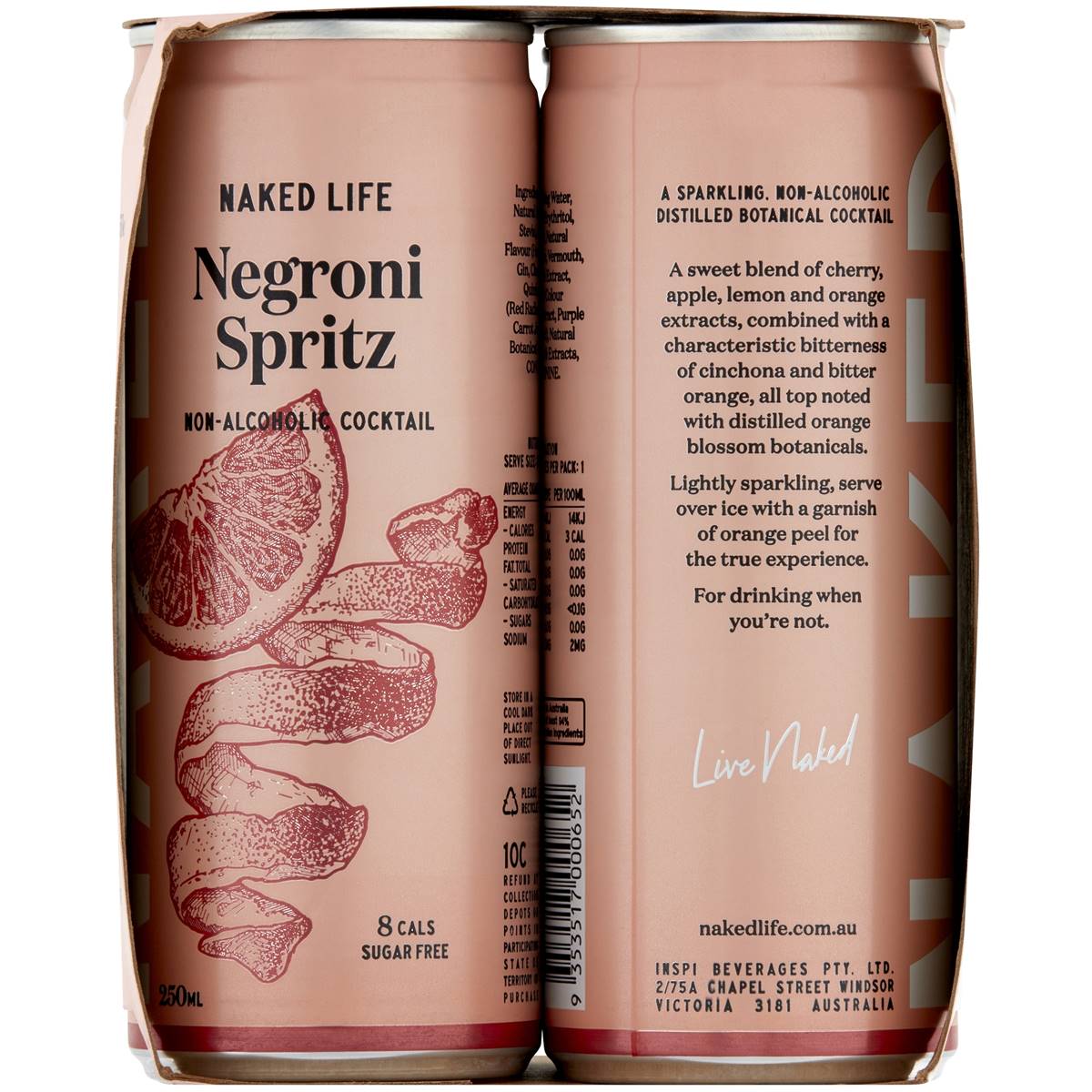 Naked Life Non Alcoholic Negroni Spritz 250ml X4 Pack Woolworths