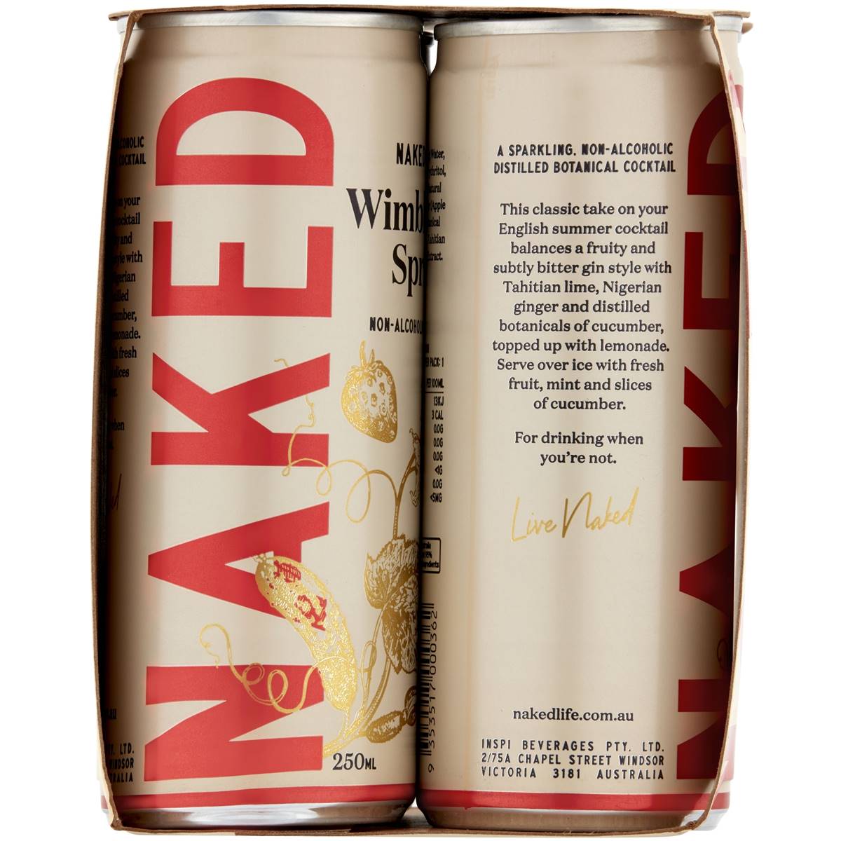 Naked Life Non Alcoholic Wimbledon Spritz 250ml X4 Pack Woolworths