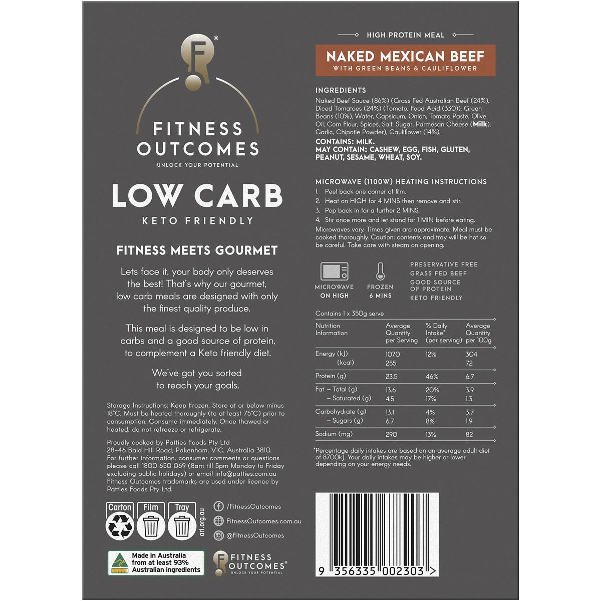 Fitness Outcomes Low Carb Naked Mexican Beef G Woolworths