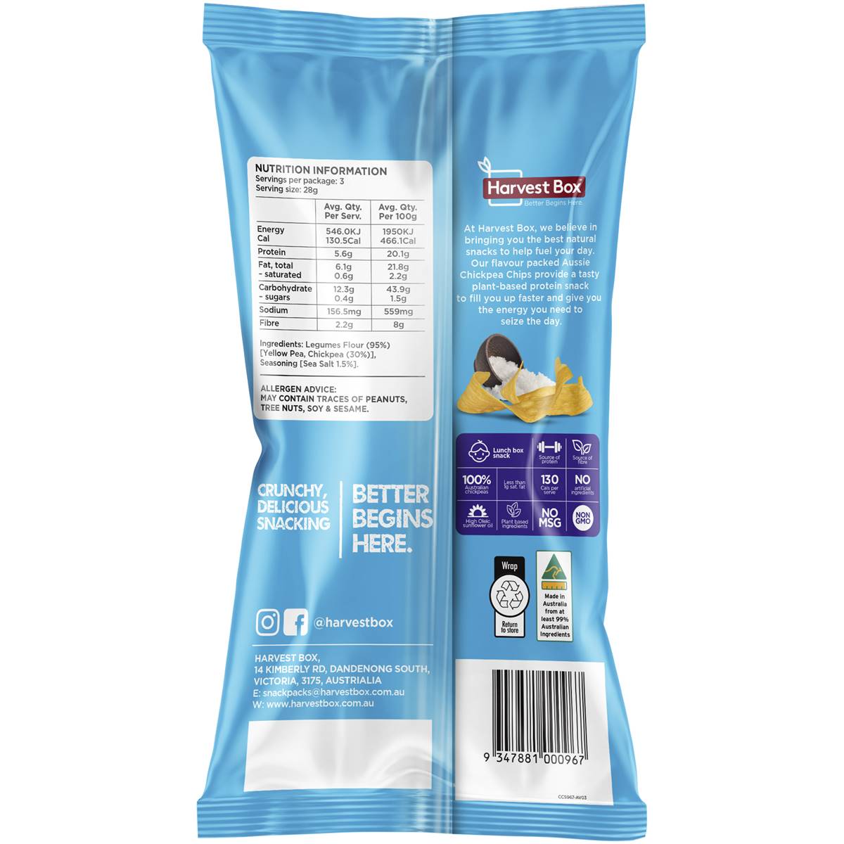 Harvest Box Chickpea Crisps Salted 85g Woolworths