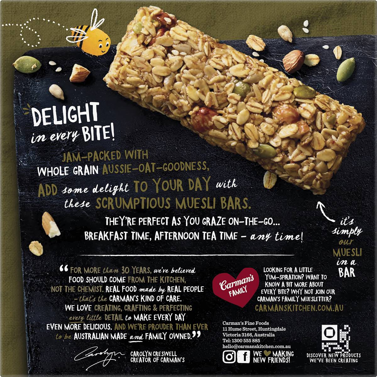 Carman S Muesli Bars Original Fruit Free 6 Pack Woolworths