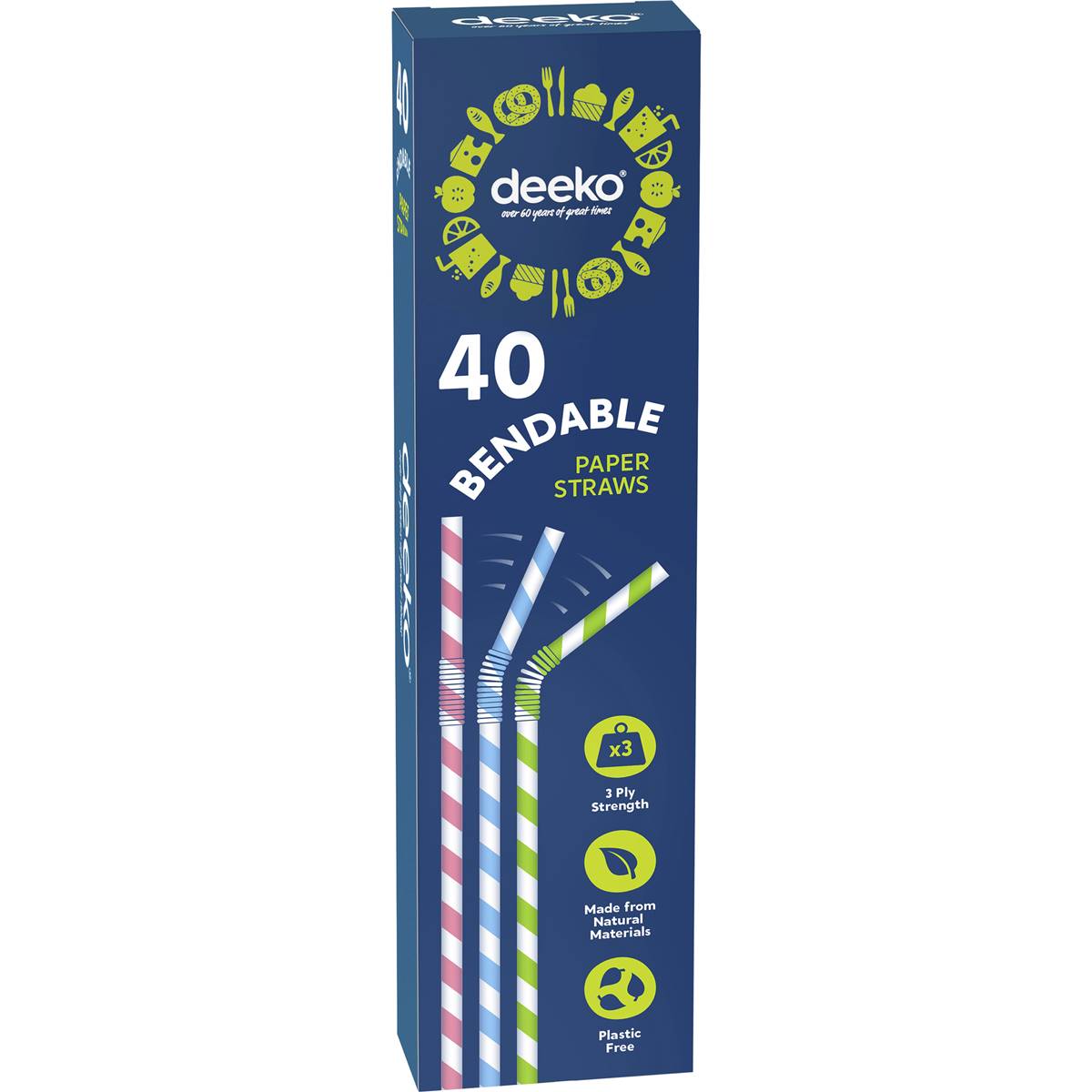 Deeko Bendable Paper Straws Pack Woolworths