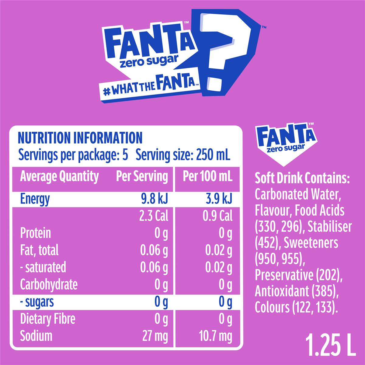 Fanta What The Fanta Zero Sugar 1 25l Woolworths