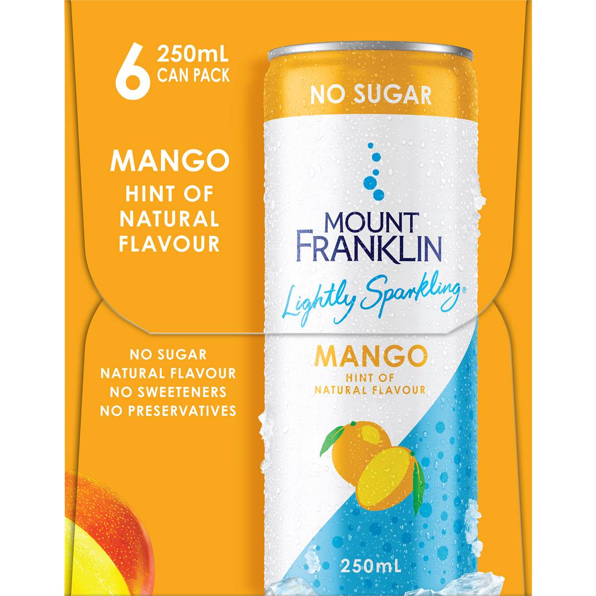 Mount Franklin Lightly Sparkling Water Mango Flavour Cans Ml X