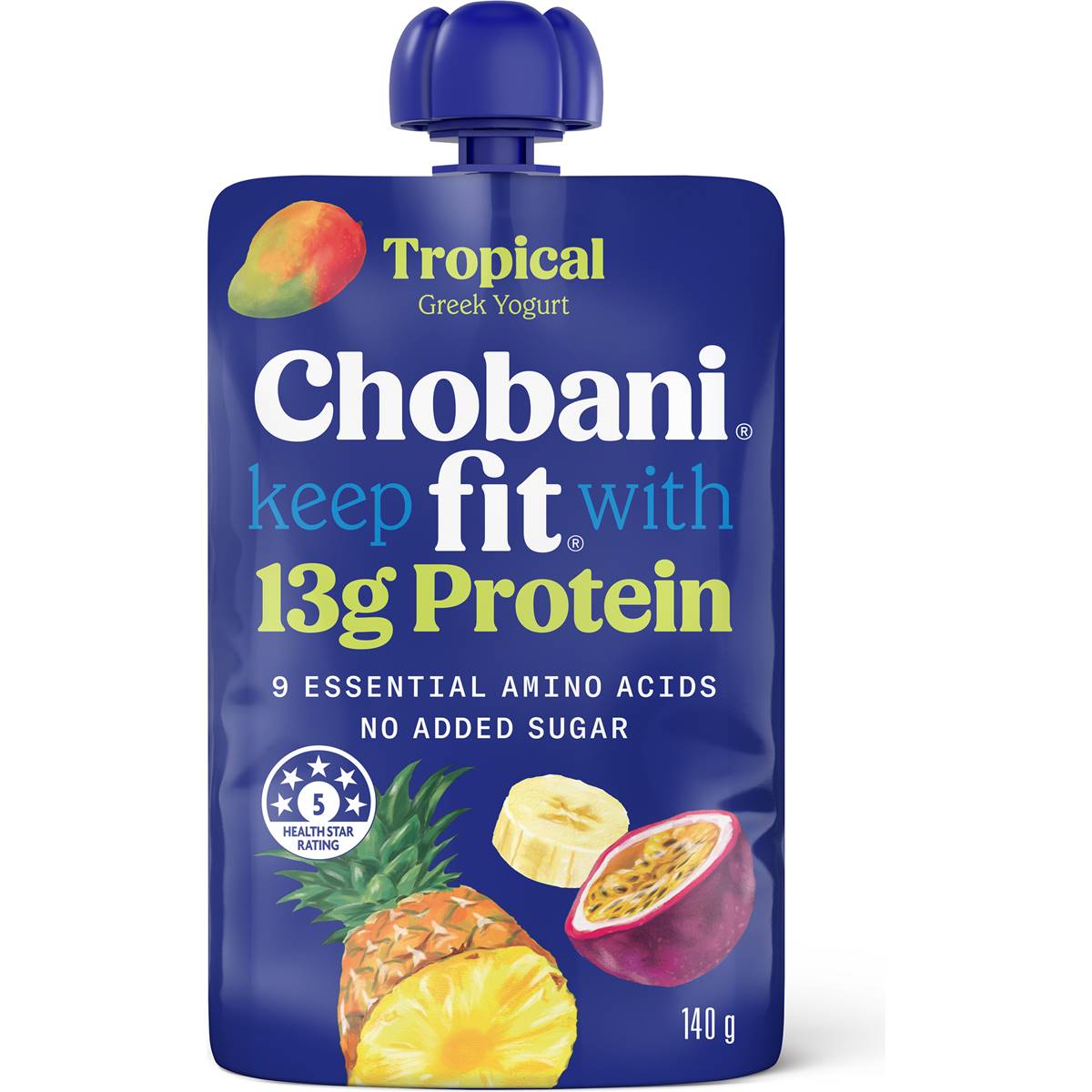 Chobani Fit Tropical High Protein Greek Yoghurt Pouch 140g Woolworths