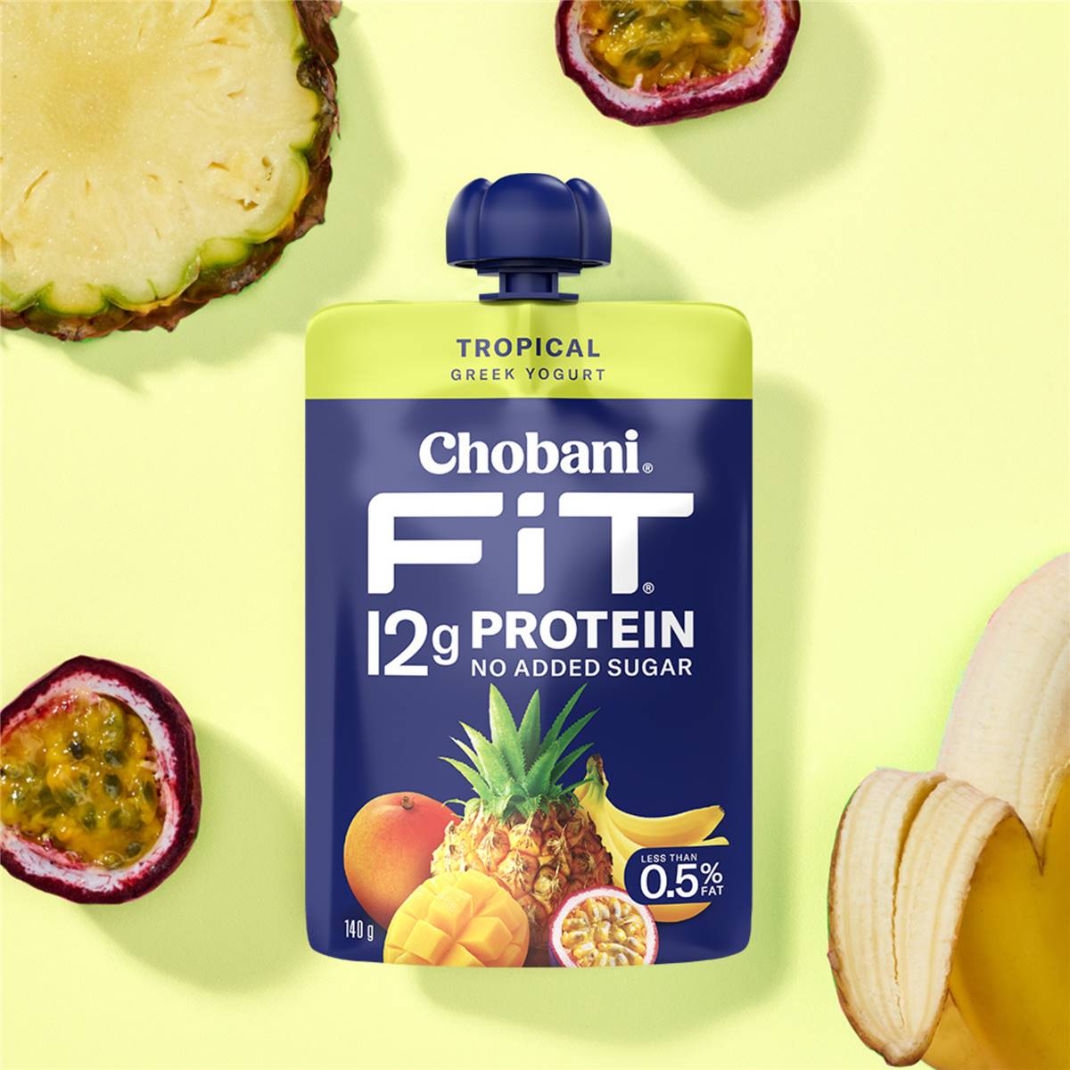 Chobani Fit Tropical High Protein Greek Yoghurt Pouch 140g Woolworths