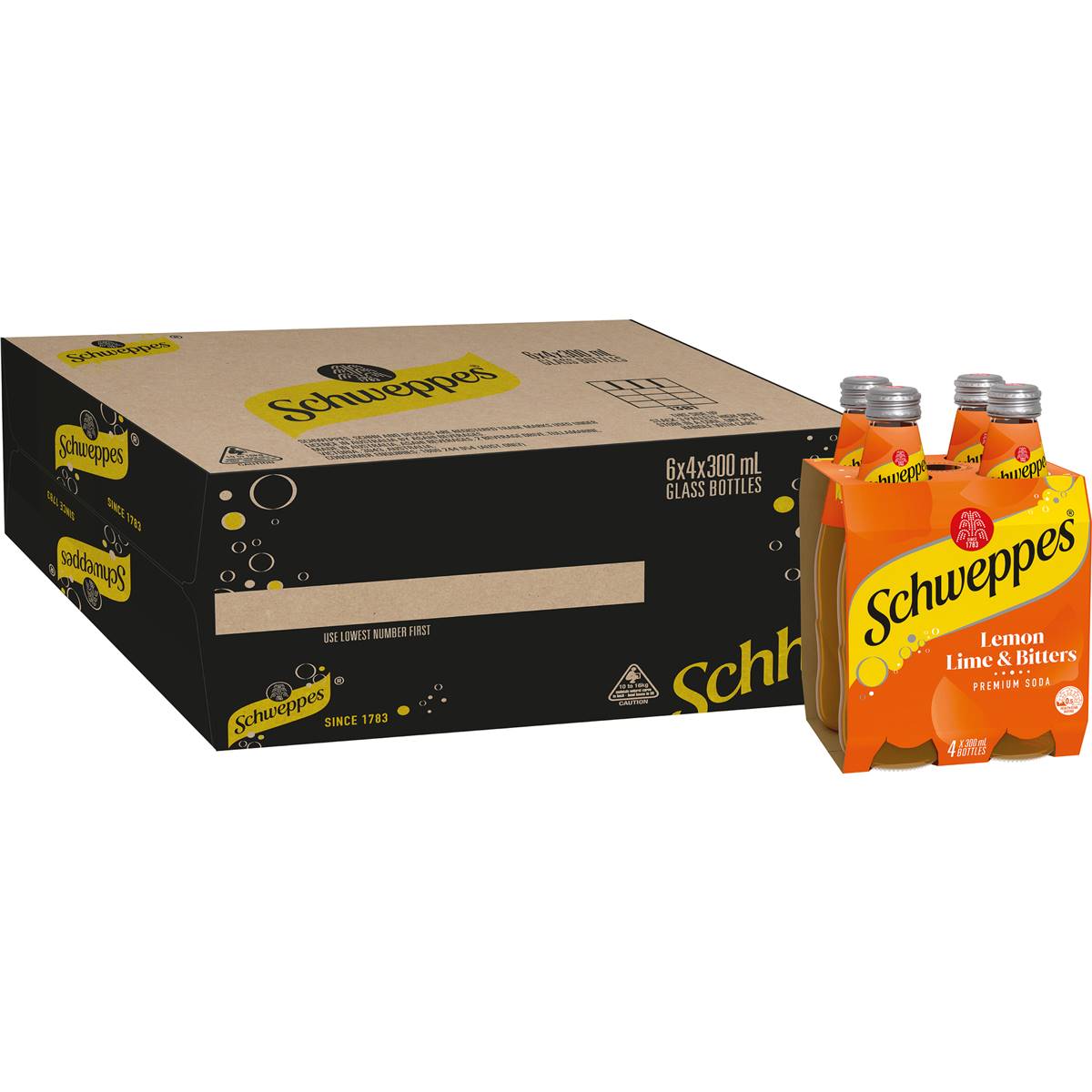 Schweppes Lemon Lime Bitters Soft Drink Mixers Glass Bottle Multipack