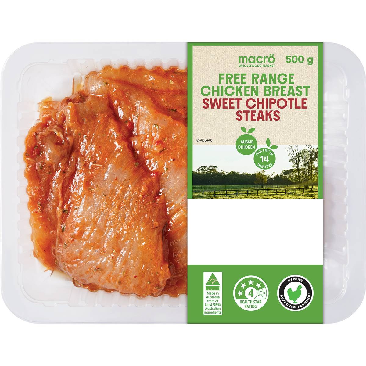 Macro Free Range Chicken Breast Steaks Sweet Chipotle 500g Woolworths