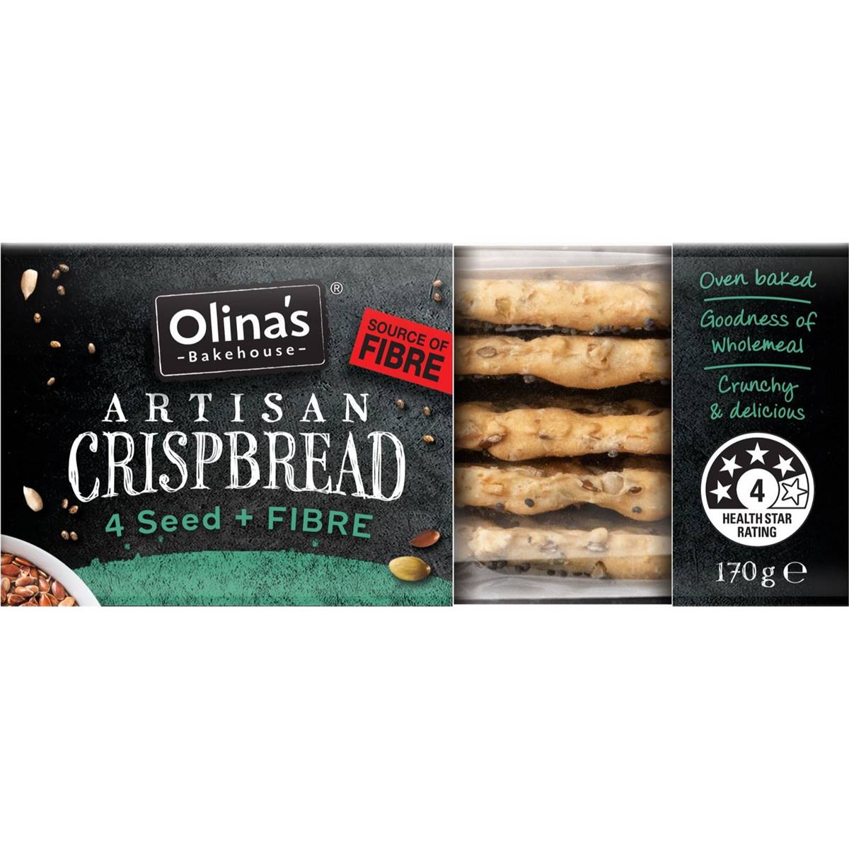 Olina S Artisan Crispbread 4 Seed Fibre 170g Woolworths