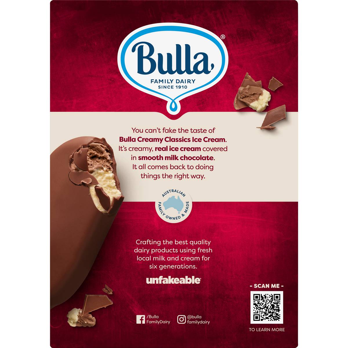 Bulla Creamy Classics Choc Vanilla Ice Creams Pack Woolworths