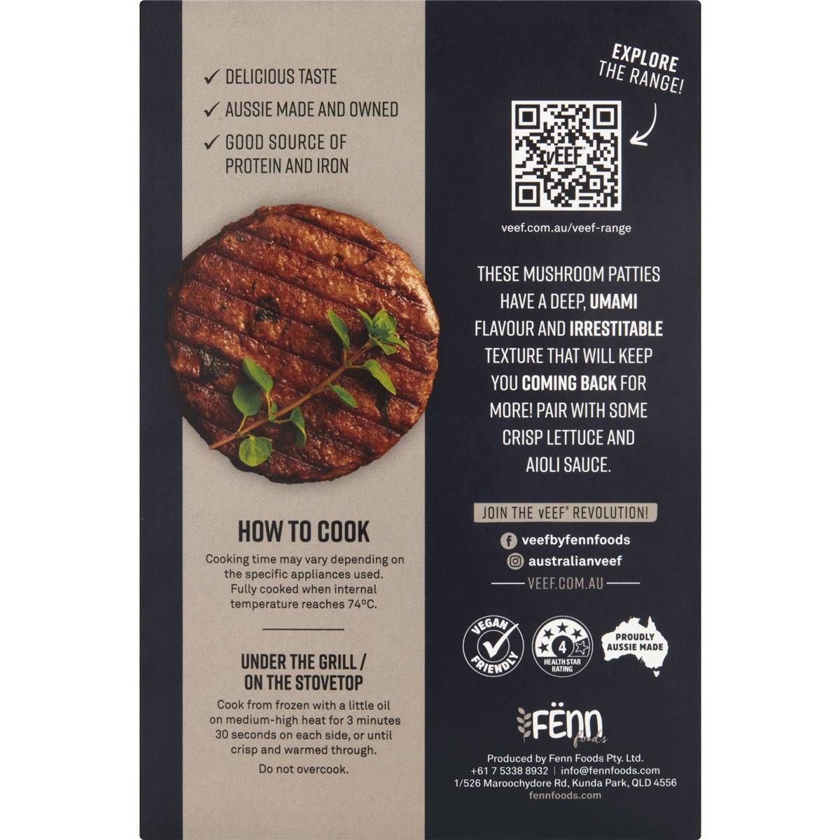 Veef Plant Based Mushroom Burgers 4 Pack Woolworths