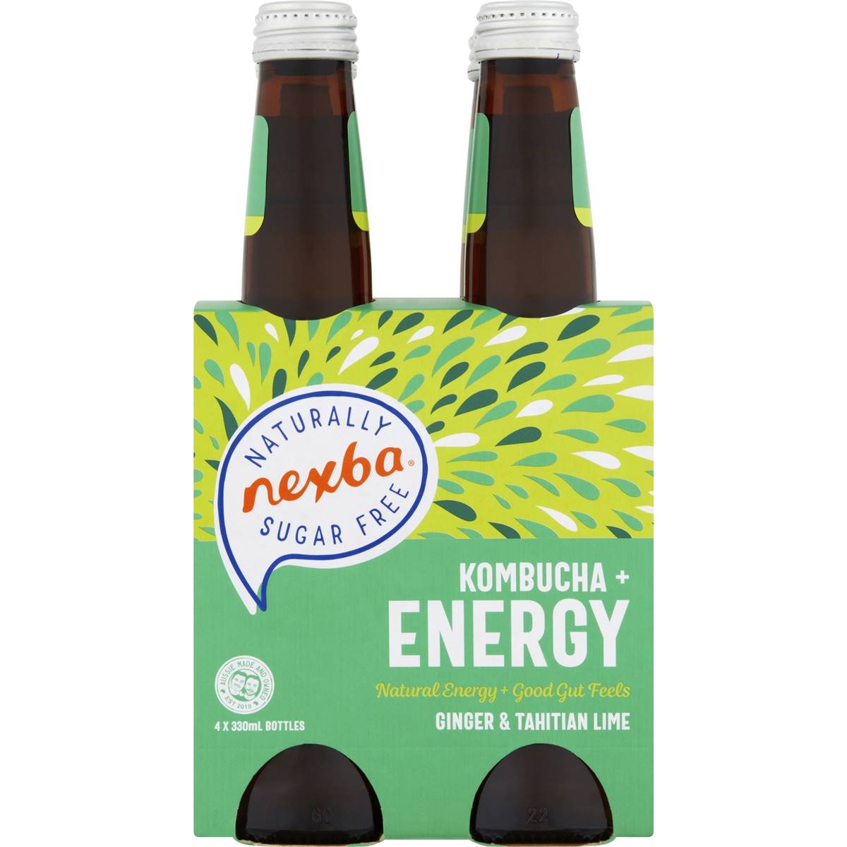 Nexba Kombucha Energy Ginger Lime 330ml X 4 Pack Woolworths