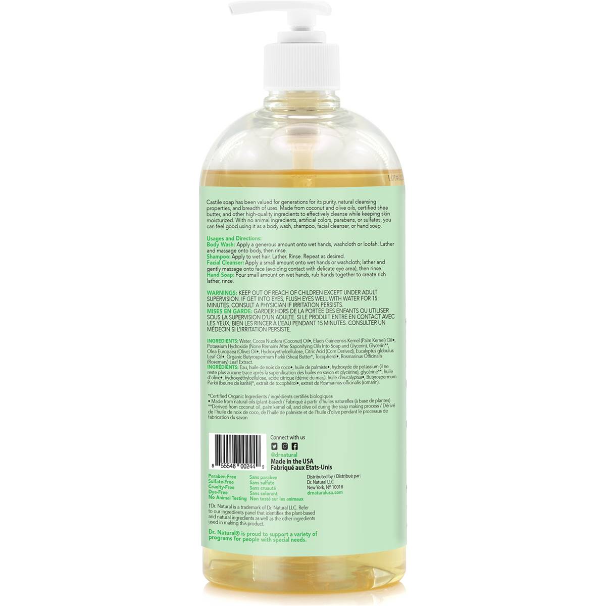 Dr Natural Castile Liquid Soap Eucalyptus 946ml Woolworths