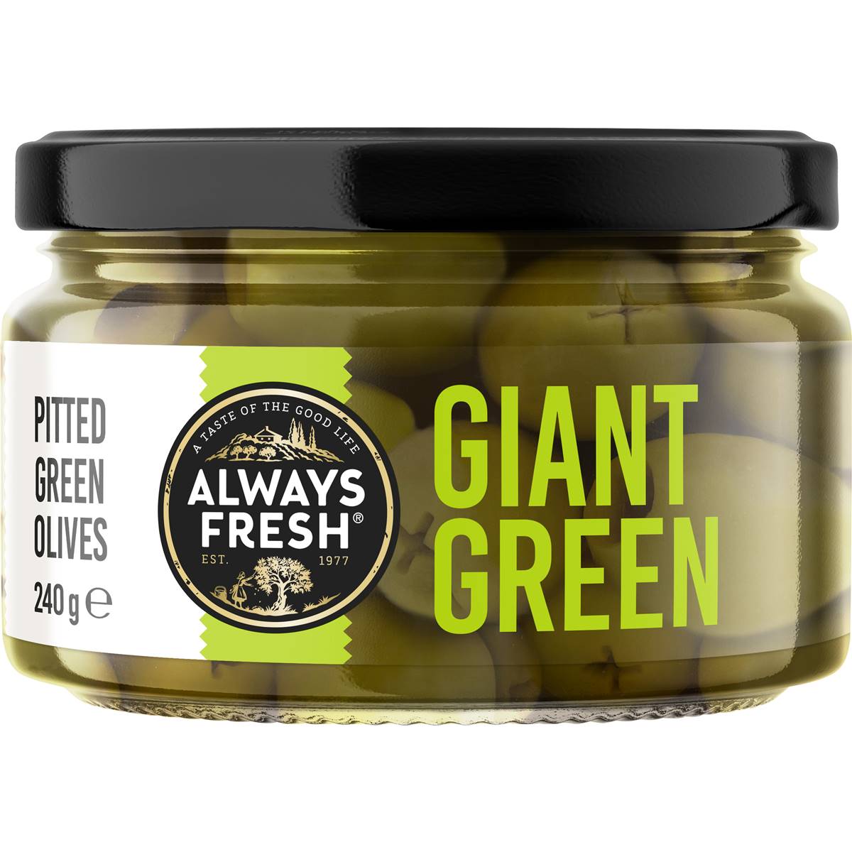 Always Fresh Whole Giant Pitted Green Olives 240g Woolworths