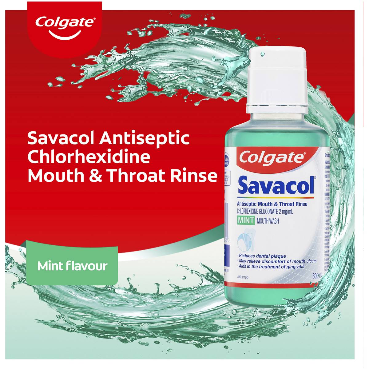 Colgate Mouthwash Mint Savacol Antiseptic 300ml Woolworths