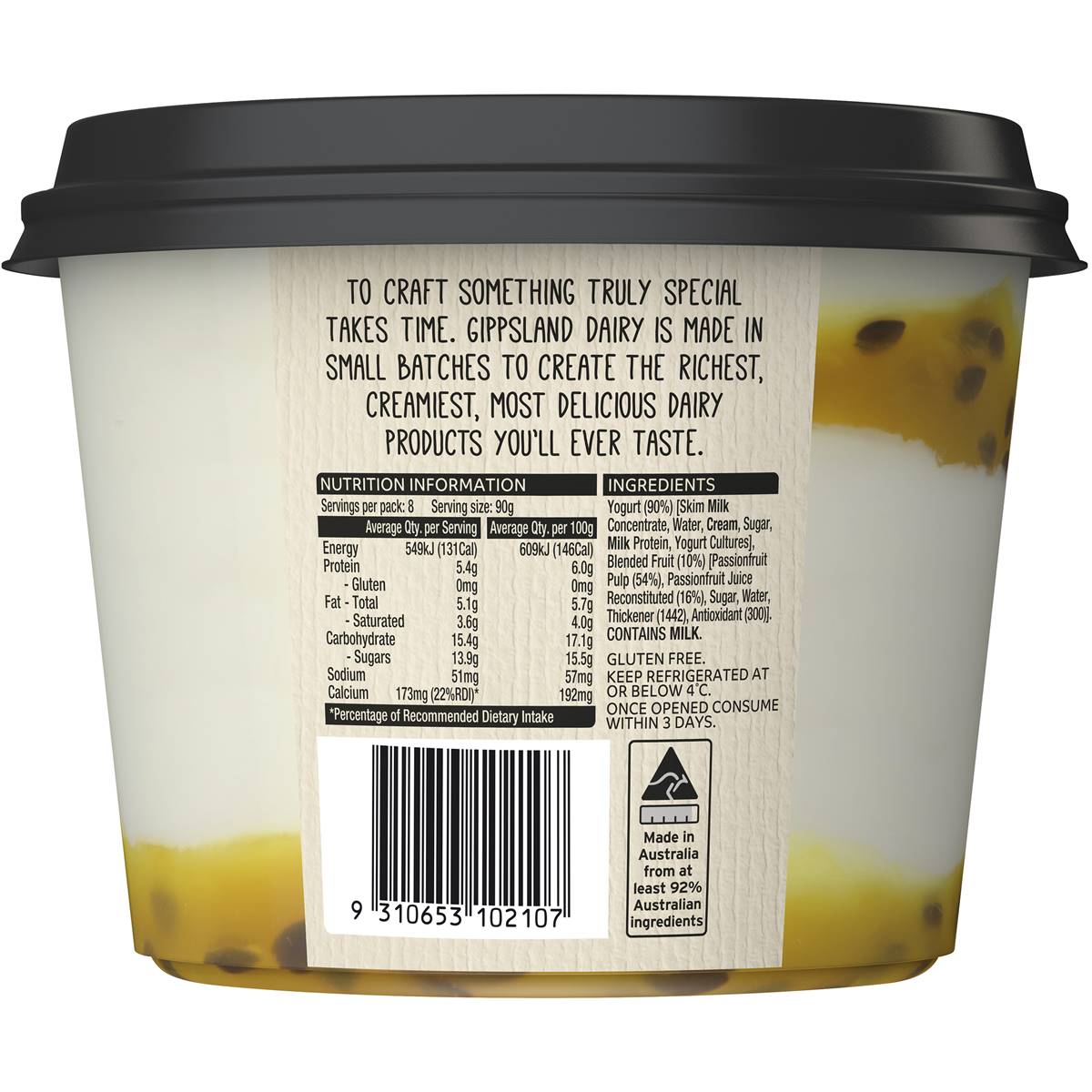 Gippsland Dairy Passionfruit Twist Yoghurt 720g Woolworths