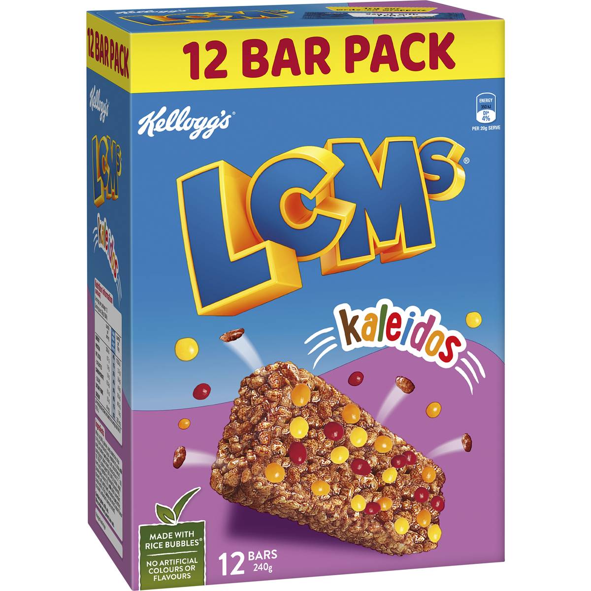 Kellogg S Lcms Kaleidos Rice Bubbles Snack Bars Pack Woolworths