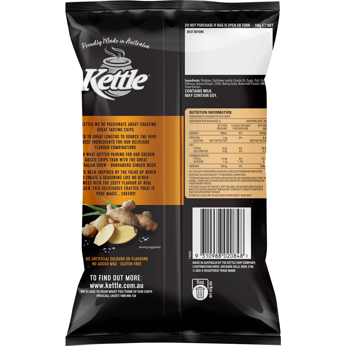 Kettle Bunderberg Ginger Beer Inspired Chips 150g Woolworths