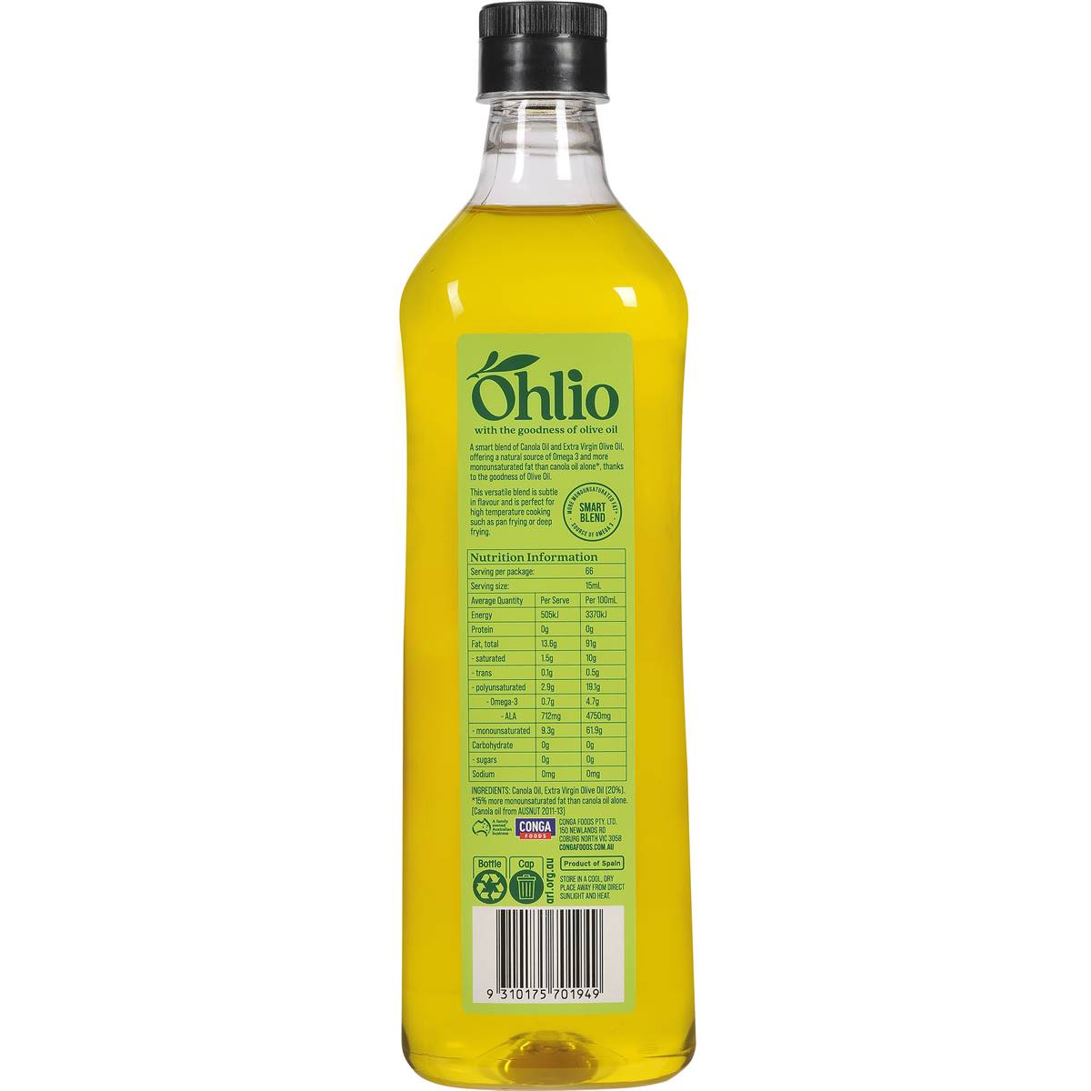 Ohlio Canola Oil Moro Extra Virgin Olive Oil Blend 1l Woolworths