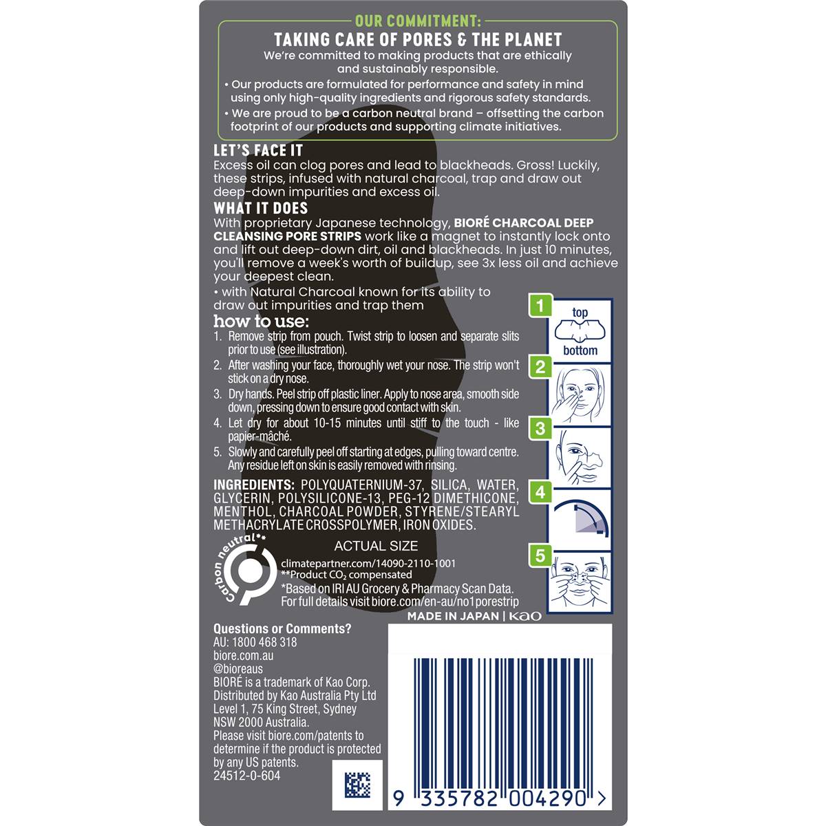 Biore Deep Cleansing Charcoal Pore Strip 6 Pack Woolworths