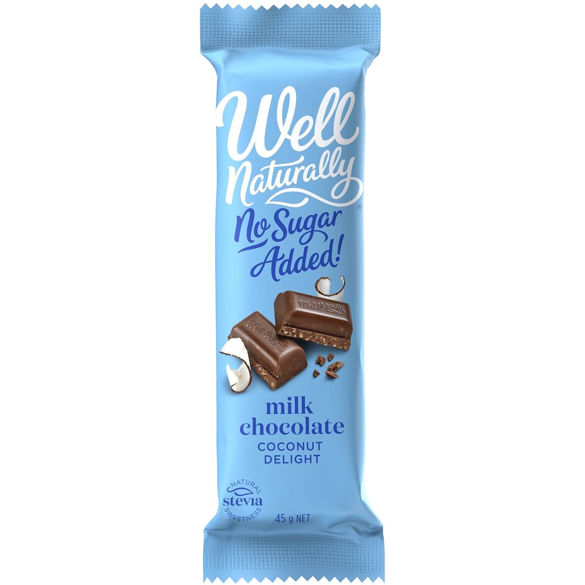 Well Naturally No Sugar Added Choc Coconut Bar 45g Woolworths