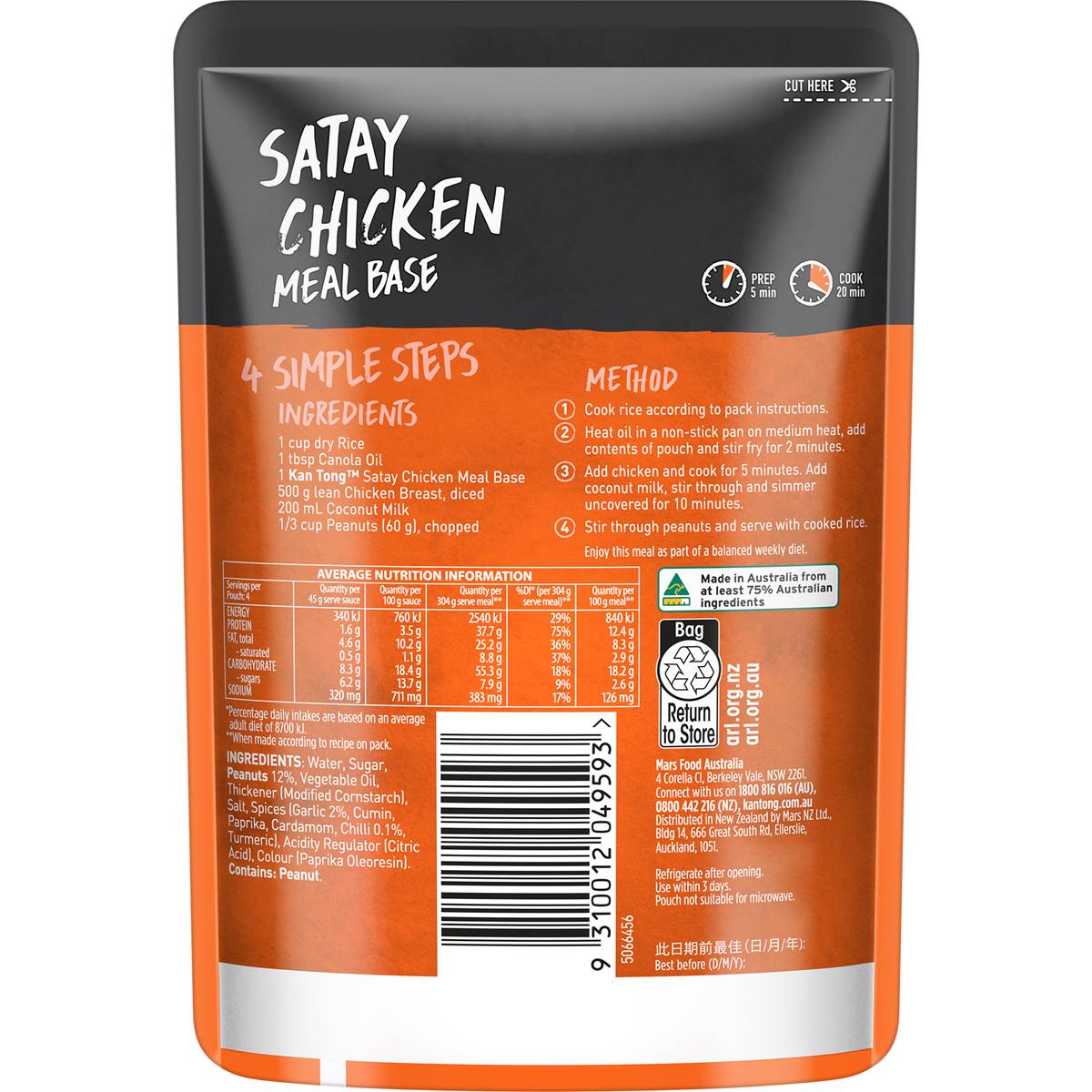 Kan Tong Satay Chicken Meal Base Pouch G Woolworths