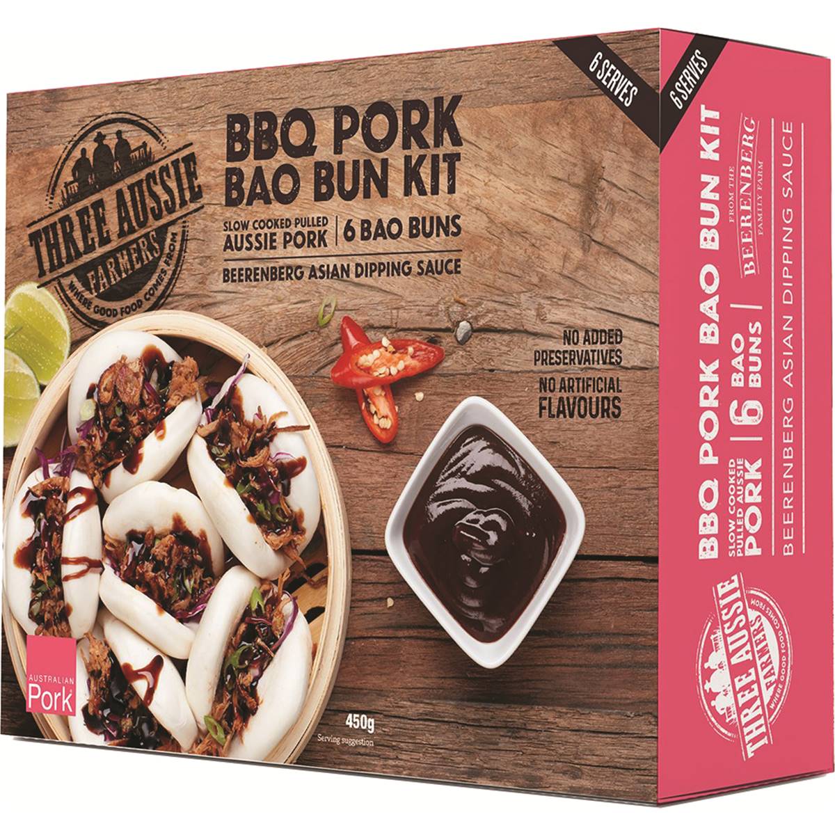 Three Aussie Farmers Bbq Pork Bao Bun Kit 450g Woolworths