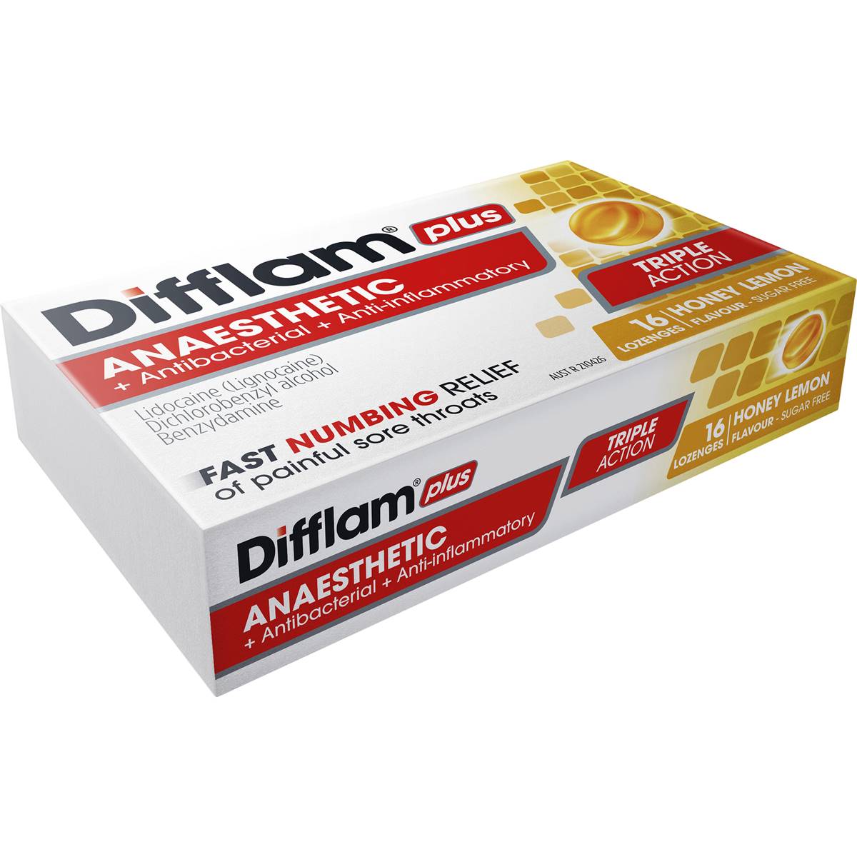 Difflam Plus Sore Throat Lozenges Honey Anaesthetic Pack Woolworths