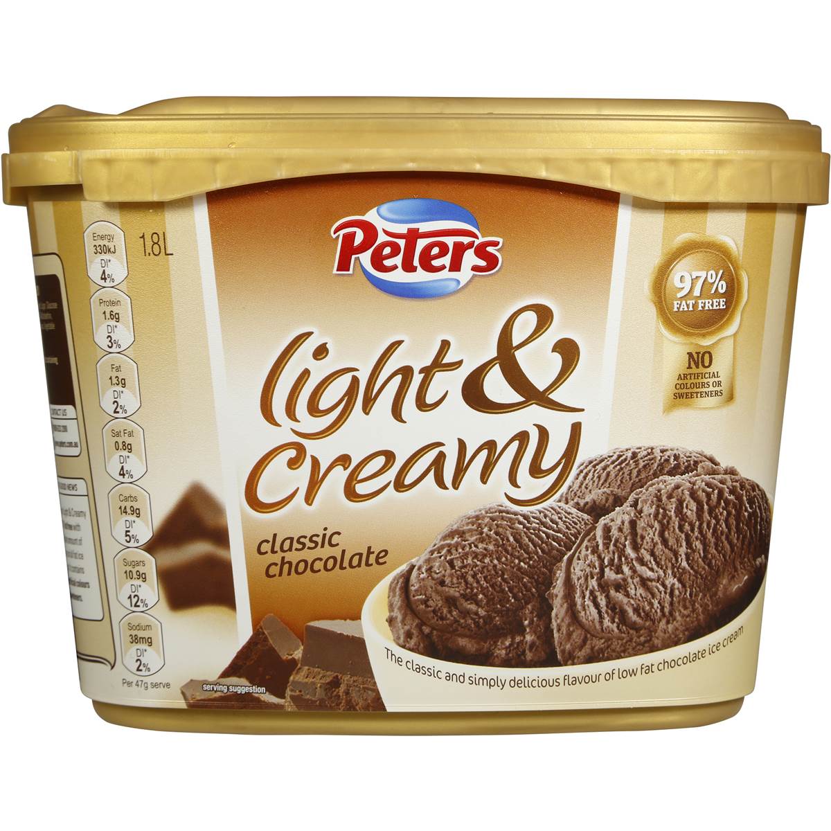 Peters Light Creamy Classic Chocolate Ice Cream 1 8l Woolworths