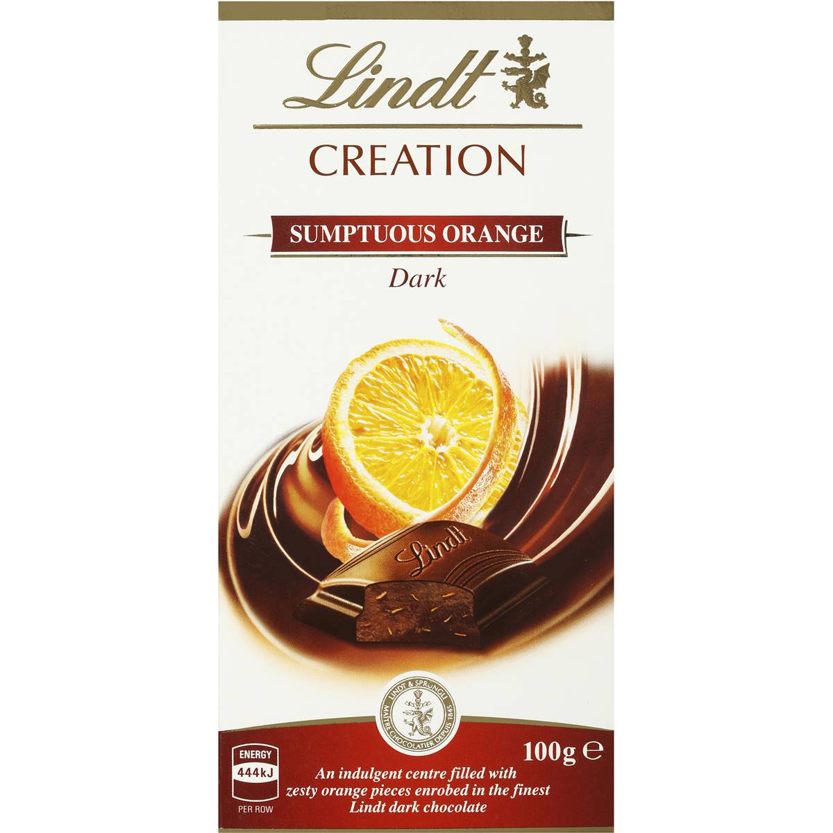 Lindt Creation Dark Chocolate Sumptuous Orange 100g Block Woolworths