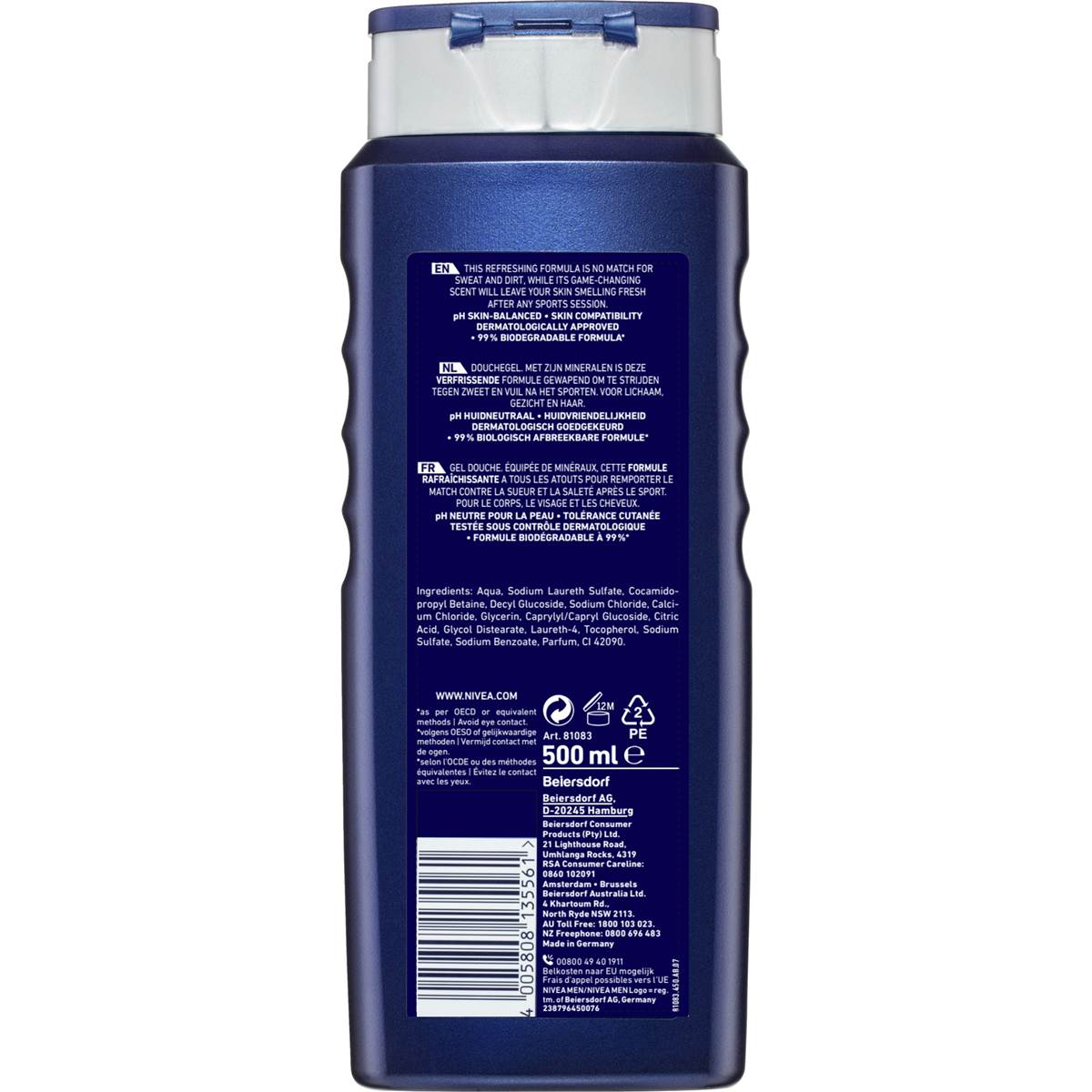 Nivea Men Sport Shower Gel Body Wash 24 Hour Effect 500ml Woolworths