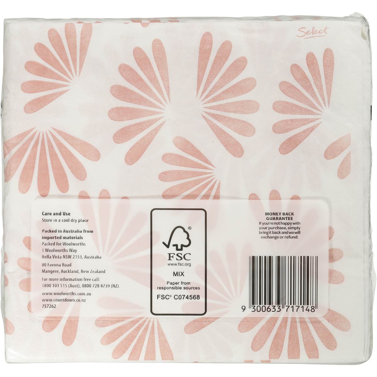 Woolworths Serviettes 2 Ply Patterned 25 Pack Woolworths