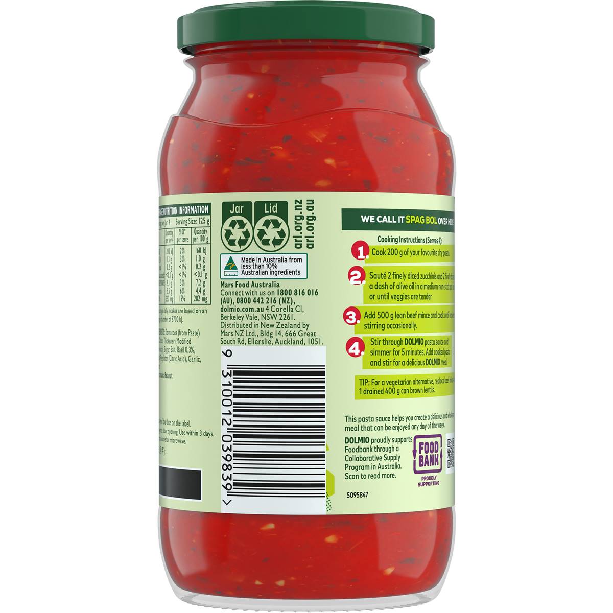 Dolmio Classic Tomato With Basil Pasta Sauce 500g Woolworths