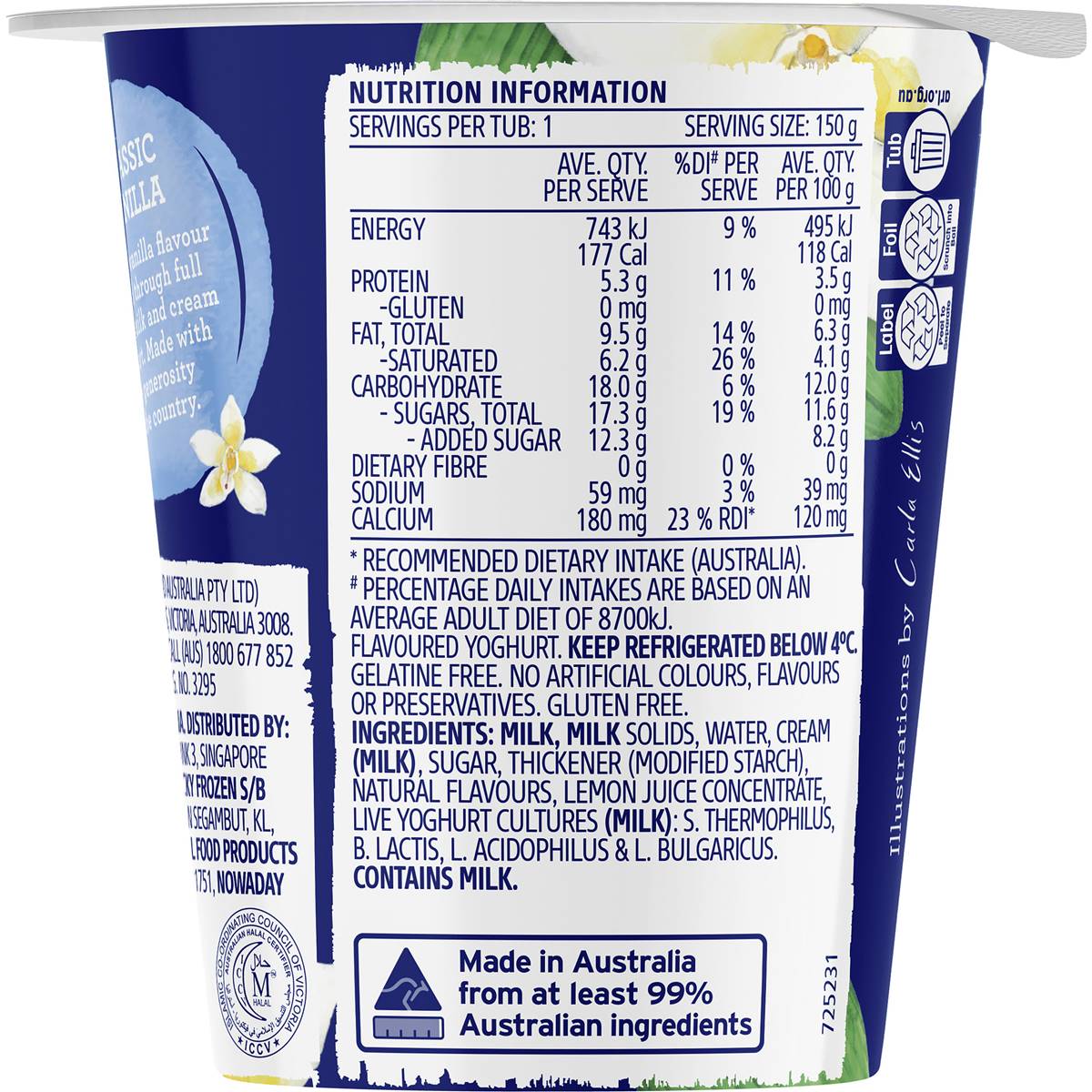 Dairy Farmers Thick Creamy Classic Vanilla Yoghurt 150g Woolworths