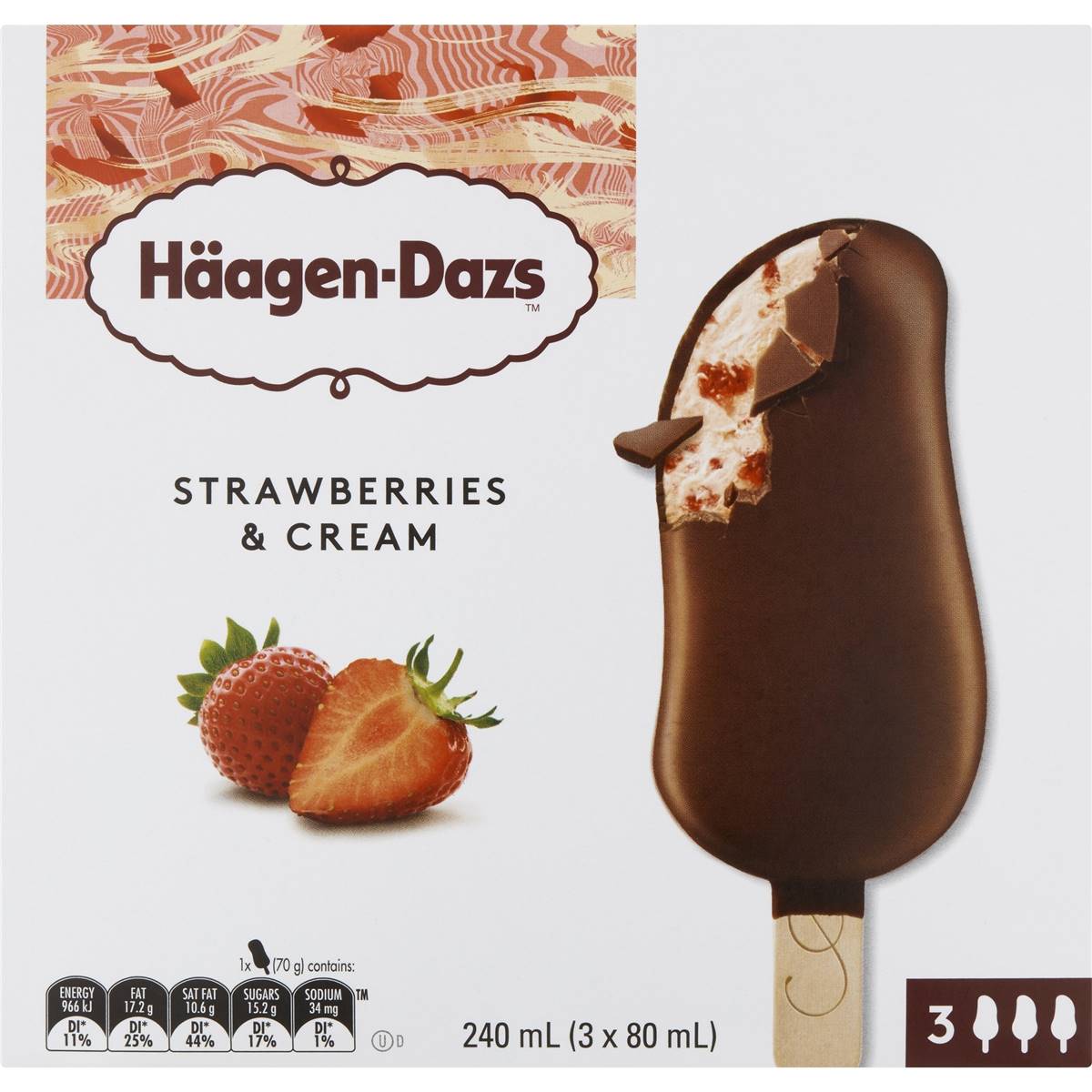 Haagen Dazs Strawberries Cream Ice Cream 3 Pack Woolworths