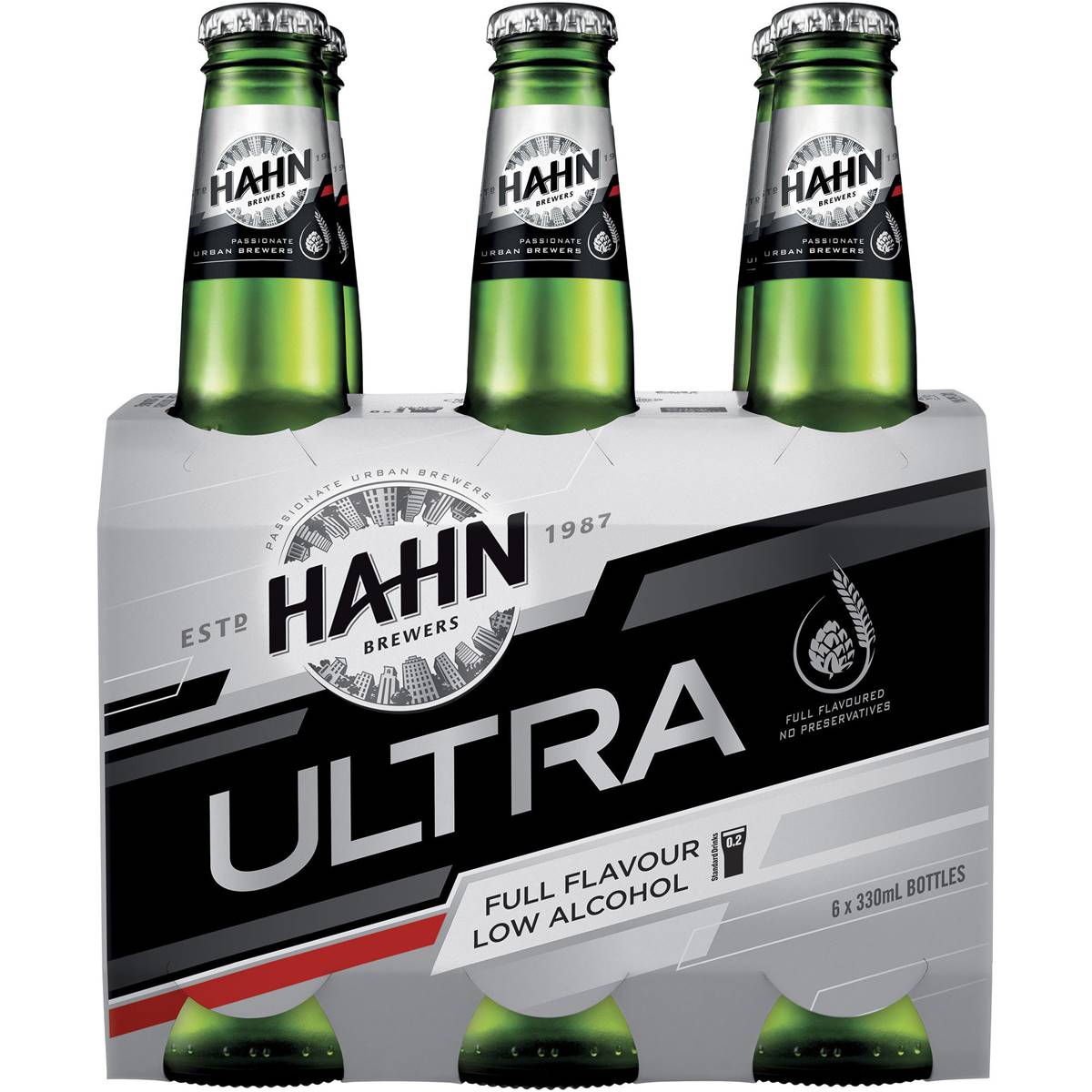 Hahn Ultra Lager Low Alcohol Bottle 330ml X 6 Pack Woolworths