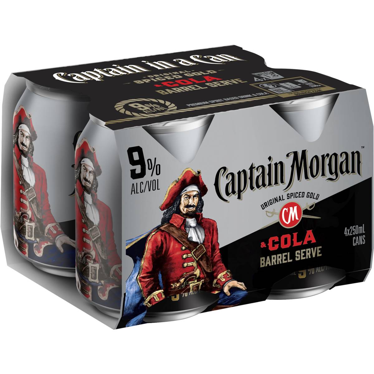 Captain Morgan Original Spiced Gold And Cola Barrel Serve Can Ml X