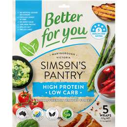 Simson S Pantry High Protein Low Carb Wraps 5 Pack Woolworths