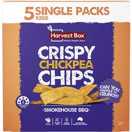 Harvest Box Crispy Chickpea Chips Smokehouse Bbq 5 Pack Woolworths