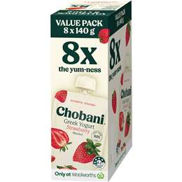 Chobani Greek Yogurt Pouch Strawberry Multipack G X Pack Woolworths