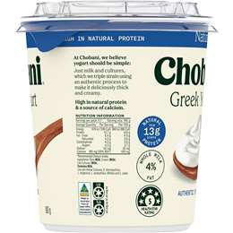 Chobani Greek Yogurt Natural Whole Milk G Woolworths